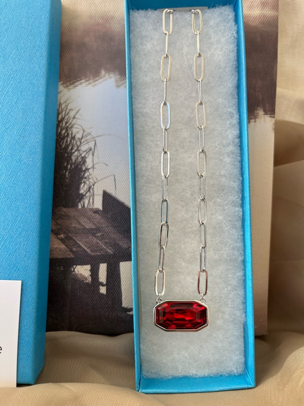 TSC by Swarovski Necklace with Deep scarlet Octagon Crystals,